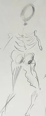 Un esqueleto a vuela pluma. Detalle de los estudios de anatomía de José Luis Acera Díaz, 1979