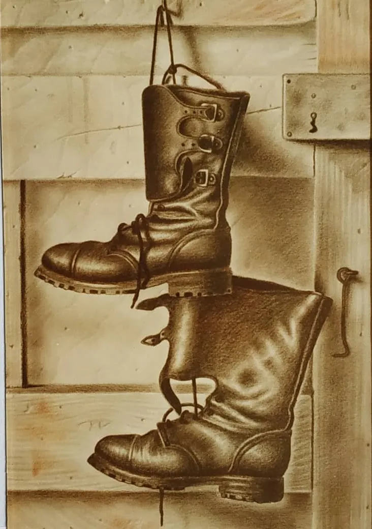 Mis botas de la mili, grafito, 1981