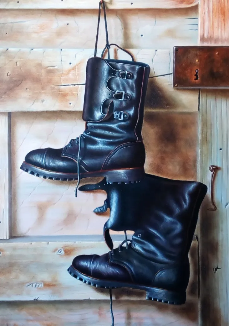 Mis botas de la mili, óleo