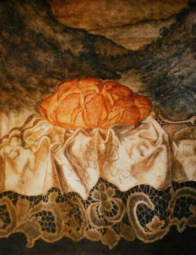 Pan en mantel y paisaje, proceso