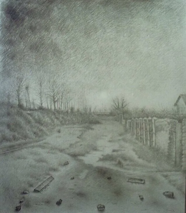 Atardecer, camino del Puente Blanco, dibujo