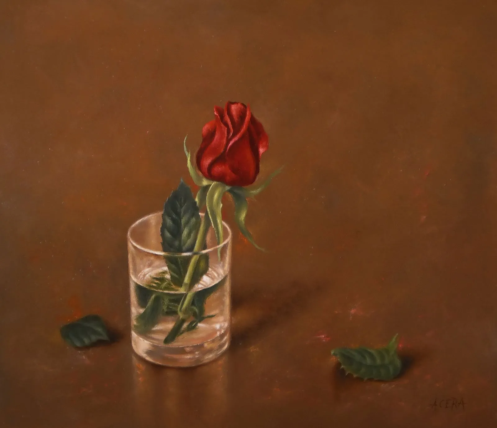 Vaso con rosa roja, de José Luis Acera Díaz